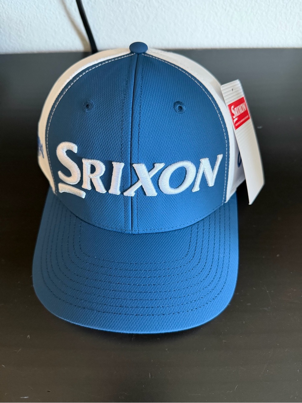 SRIXON Golf Blue and White Wave Mesh Trucker Cap with Bold Logo